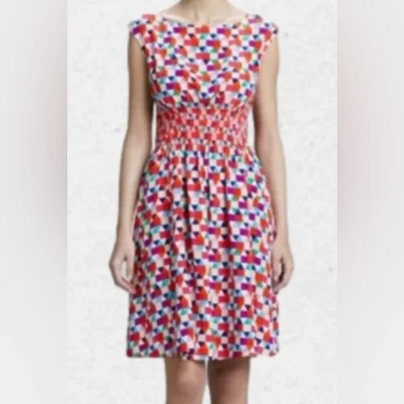 Kate Spade Multicolor Tile Silk Blaire Midi Dress - Picture 1 of 10